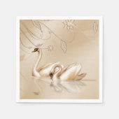 Serviette En Papier Elégant cygne doré (Devant)