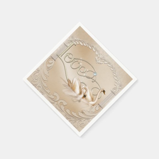 Serviette En Papier Elégant cygne doré (Coin)