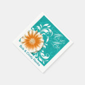 Serviette En Papier Élégant Daisy Scroll Flourish Mr & Mrs. (Coin)