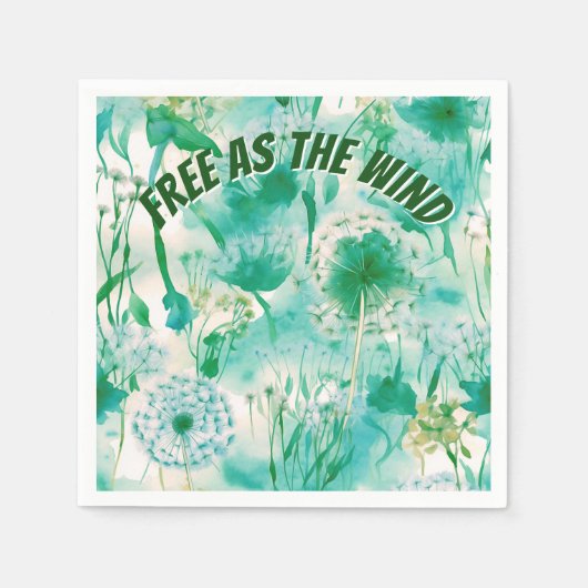 Serviette En Papier Élégant Dandelion Monogramme vert et blanc | (Devant)