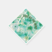 Serviette En Papier Élégant Dandelion Monogramme vert et blanc | (Coin)