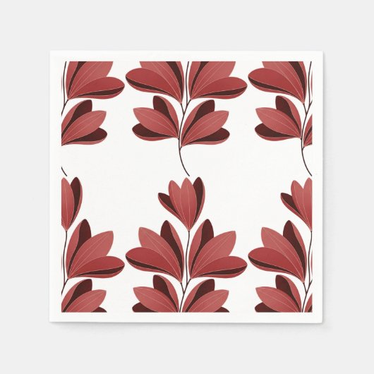 Serviette En Papier Elegant Dark Red Stylized Floral Branch (Devant)