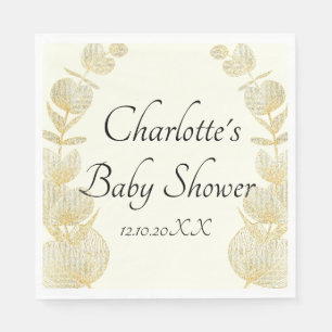 Serviette En Papier Élégant de blanc Baby shower neutre de genre