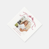 Serviette En Papier Elegant Deep Blush Ribbon Bow Graduation Photo (Coin)
