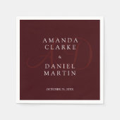 Serviette En Papier Elegant Deep Burgendy Wedding Monogram Initials (Devant)