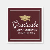 Serviette En Papier Elegant Deep Burgundy Class Of 2026 Graduation (Devant)