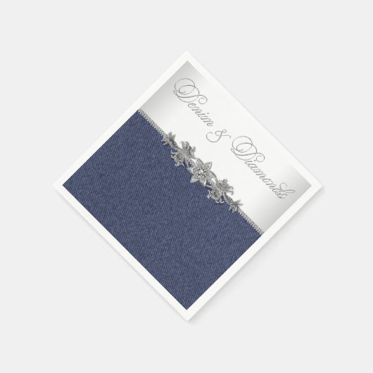 Serviette En Papier Élégant Denim et diamants (Coin)