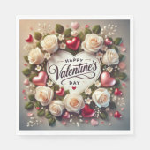 Serviette En Papier Elégant design de Saint Valentin avec Rose (Devant)
