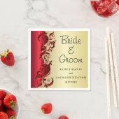 Serviette En Papier Elégant design Mariage rouge et or (En situation)