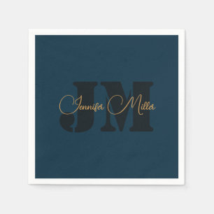 Serviette En Papier Élégant design minimaliste en denim bleu foncé mon
