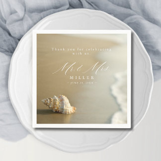 Serviette En Papier Elégant Destination Beach Merci de mariage