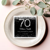 Serviette En Papier Elégant Diamants d'argent 70e fête d'anniversaire