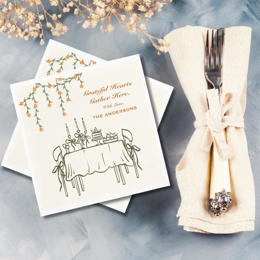 Serviette En Papier Élégant Dîner d'action de grâces automne