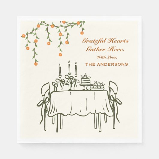 Serviette En Papier Élégant Dîner d'action de grâces automne (Devant)