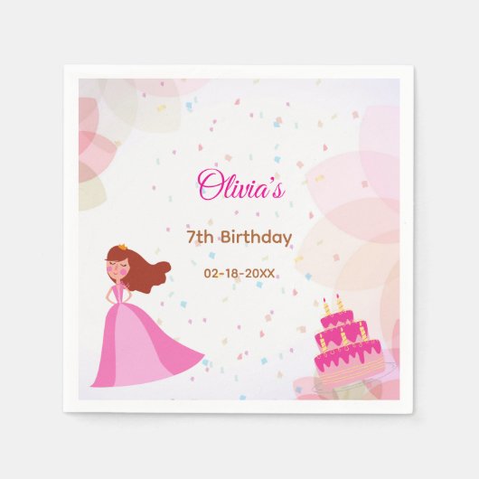 Serviette En Papier Elegant Disney princess birthday (Devant)