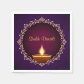 Serviette En Papier Élégant Diwali Diyas violet (Devant)