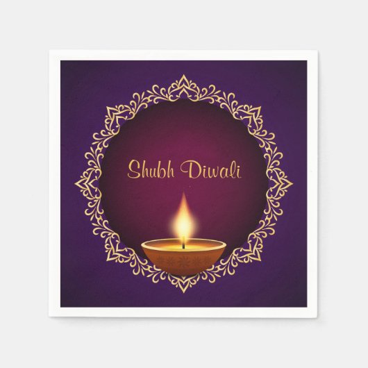 Serviette En Papier Élégant Diwali Diyas violet (Devant)