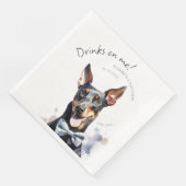 Serviette En Papier Elégant Doberman Waiter Aquarelle personnalisable (Coin)