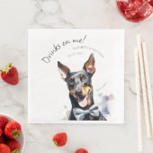 Serviette En Papier Elégant Doberman Waiter Aquarelle personnalisable (En situation)