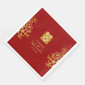 Serviette En Papier Élégant double bonheur chinois mariage floral (Coin)