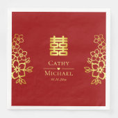 Serviette En Papier Élégant double bonheur chinois mariage floral (Devant)