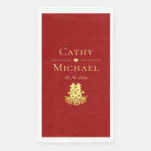 Serviette En Papier Élégant double bonheur rose chinois mariage rouge (Devant)