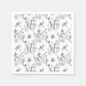 Serviette En Papier Elegant Dragonflies & Wildflowers (Devant)
