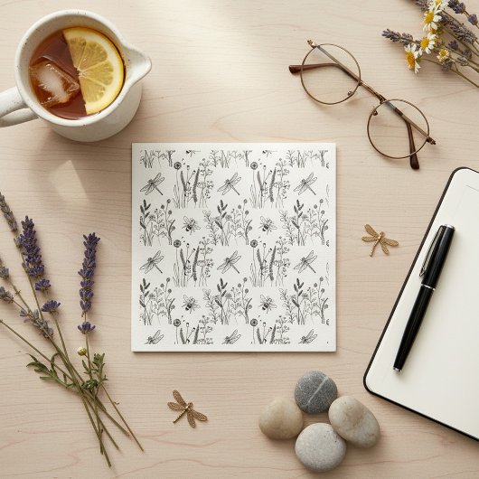 Serviette En Papier Elegant Dragonflies & Wildflowers