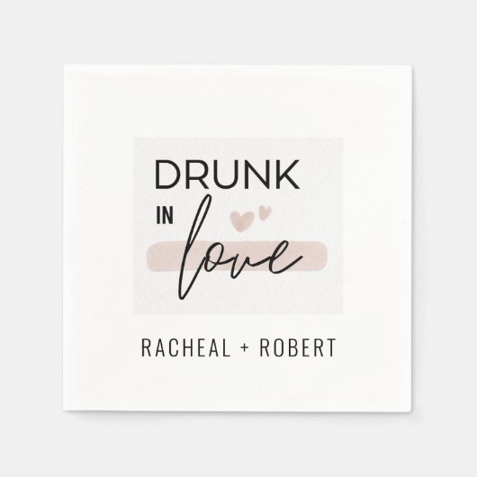 Serviette En Papier Élégant Drunk In Love Parti Mariage moderne couple (Devant)