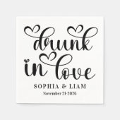 Serviette En Papier Elegant Drunk in Love Script Wedding (Devant)