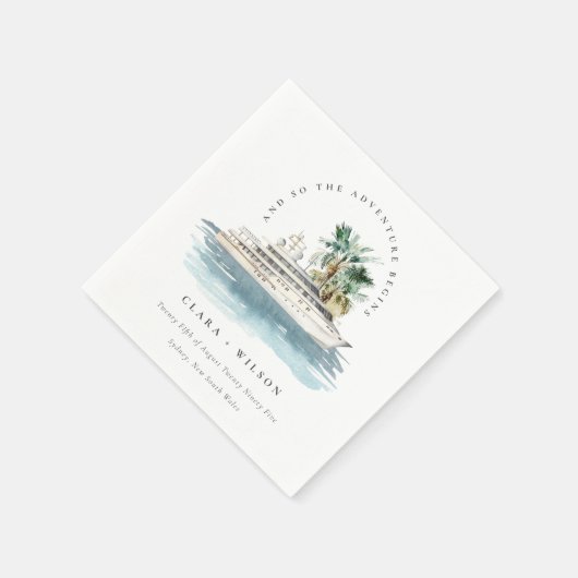 Serviette En Papier Elégant Dusky Cruise Ship Palm Mariage marin (Coin)