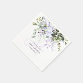 Serviette En Papier Élégant dusté violet Eucalyptus Monogramme (Coin)