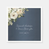 Serviette En Papier Elégant Dusty Blue Boho Rose Mariage (Devant)