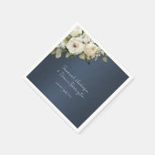 Serviette En Papier Elégant Dusty Blue Boho Rose Mariage (Coin)