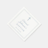 Serviette En Papier Elegant Dusty Blue Border Baptism (Coin)