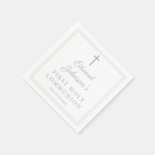 Serviette En Papier Elegant Dusty Blue Border First Holy Communion (Coin)