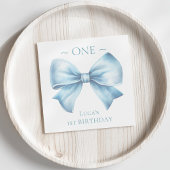 Serviette En Papier Elégant Dusty Blue Bow Premier garçon Anniversaire