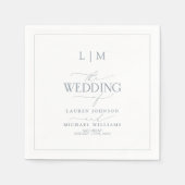 Serviette En Papier Élégant Dusty Blue Calligraphy Monogram Mariage (Devant)