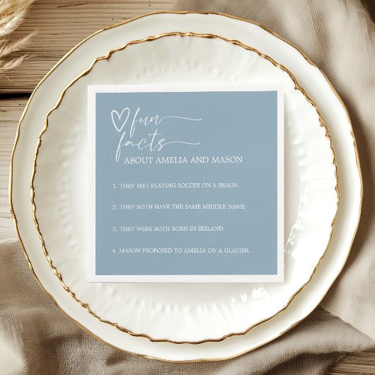 Serviette En Papier Elegant Dusty Blue Fun Facts Wedding