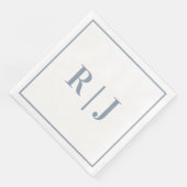 Serviette En Papier Elegant Dusty Blue Monogram Initials Wedding (Coin)