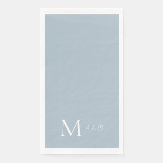 Serviette En Papier Élégant Dusty Blue Monogram Papier Serviettes d'hô (Devant)