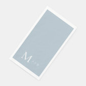 Serviette En Papier Élégant Dusty Blue Monogram Papier Serviettes d'hô (Coin)