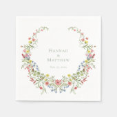 Serviette En Papier Elegant Dusty Blue Pastel Wildflower Crest Wedding (Devant)