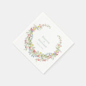 Serviette En Papier Elegant Dusty Blue Pastel Wildflower Crest Wedding (Coin)