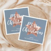 Serviette En Papier Elégant Dusty Blue Rose Gold Star Noël