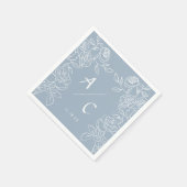Serviette En Papier Elégant Dusty Blue Rose Mariage (Coin)