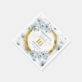 Serviette En Papier Élégant Dusty Blue Sweet 16 Gold Parties scintilla (Coin)