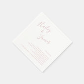 Serviette En Papier Elégant Dusty Rose Mariage moderne (Coin)