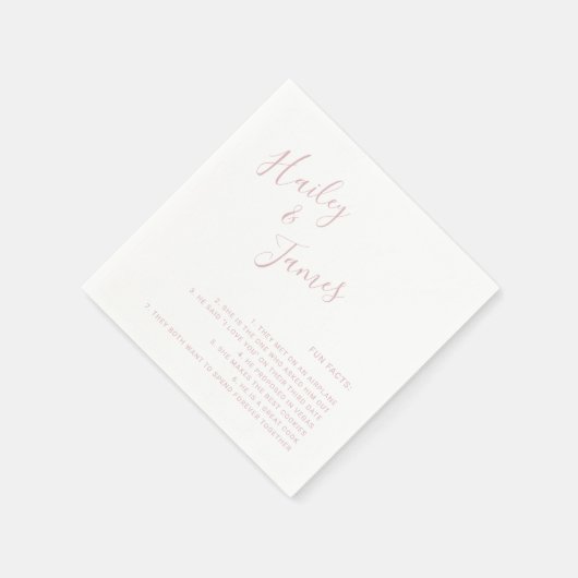 Serviette En Papier Elégant Dusty Rose Mariage moderne (Coin)