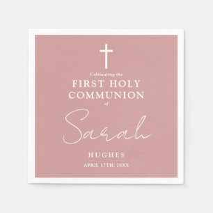 Serviette En Papier Élégant Dusty Rose Minimaliste Première Sainte Com
